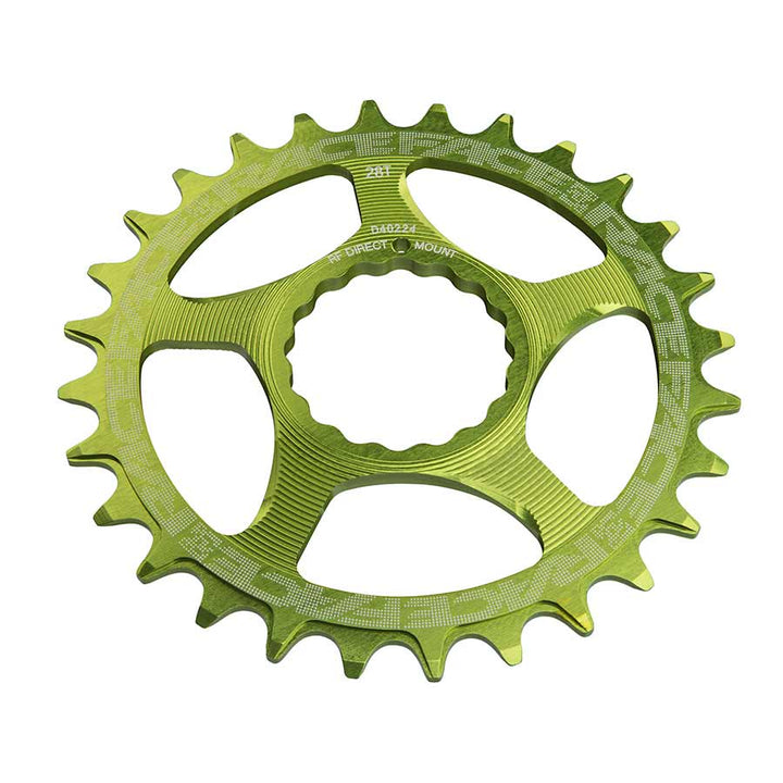 Plato estrecho y ancho RaceFace: montaje directo CINCH 28t verde