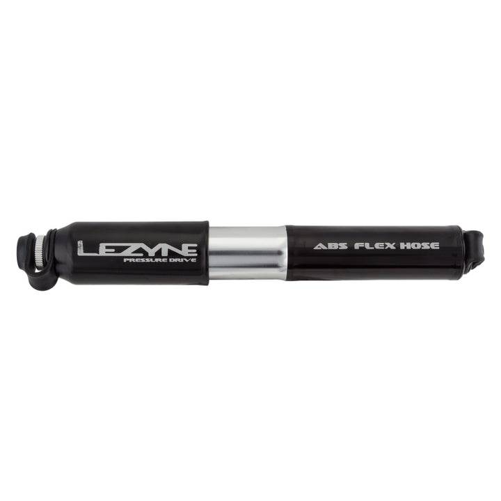 Minibomba de cuadro Lezyne ABS Pressure Drive, tamaño mediano: negro/plata pulida