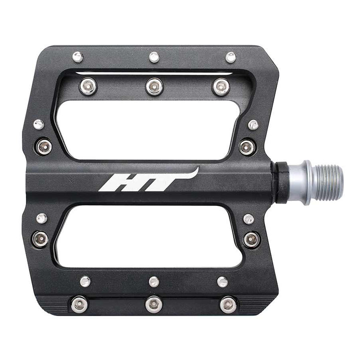 Pedales de plataforma nano AN14A de HT Components Cuerpo: aluminio Eje: Cr-Mo 9/16 Negro Par