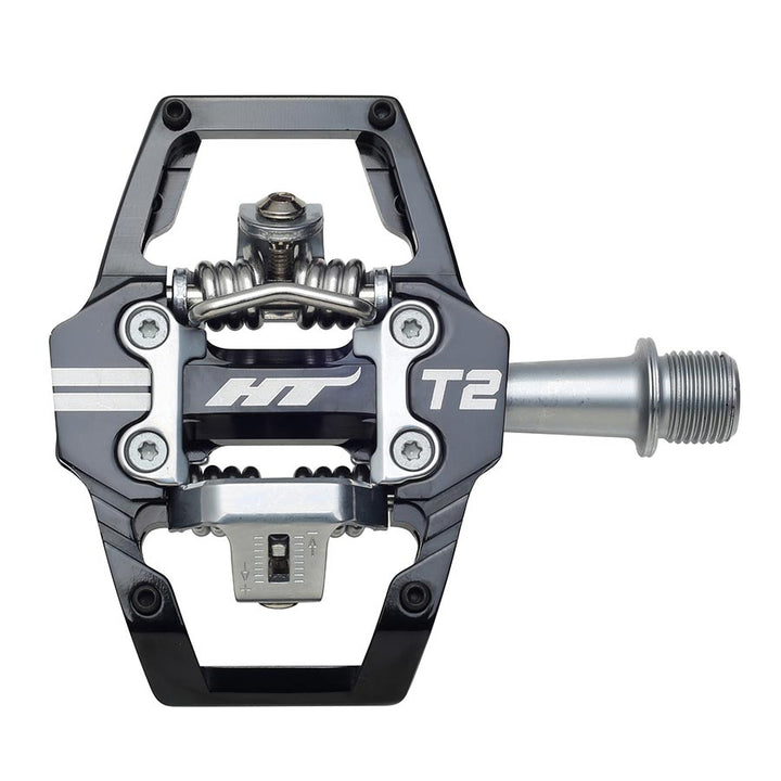 HT Components T2 Pedals - Dual Sided Clipless Platform Aluminum 9/16" BLK