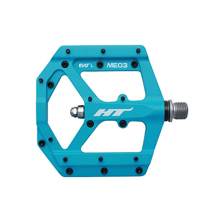 HT Components ME03 EVO+ Platform Pedals Body: Aluminum Spindle: Cr-Mo 9/16 Blue Pair