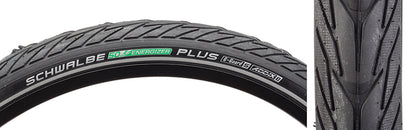 Neumático Schwalbe Energizer Plus - 26 x 1,75, cubierta de alambre, negro/reflectante, rendimiento GreenGuard Addix E50