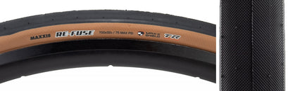 Neumático Maxxis Re-Fuse - 700 x 32 sin cámara plegable negro/bronceado oscuro doble MaxxShield