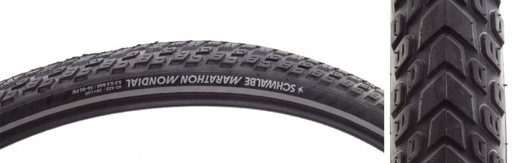 Neumático Schwalbe Marathon Mondial - 700 x 42 Clincher Wire BLK/Reflective Performance Line RaceGuard Double Defense Addix
