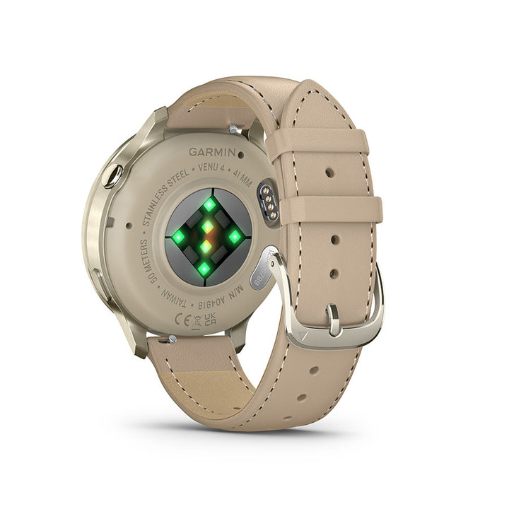 Garmin Venu 4 41mm - Lunar Gold with Light Sand Leather Band