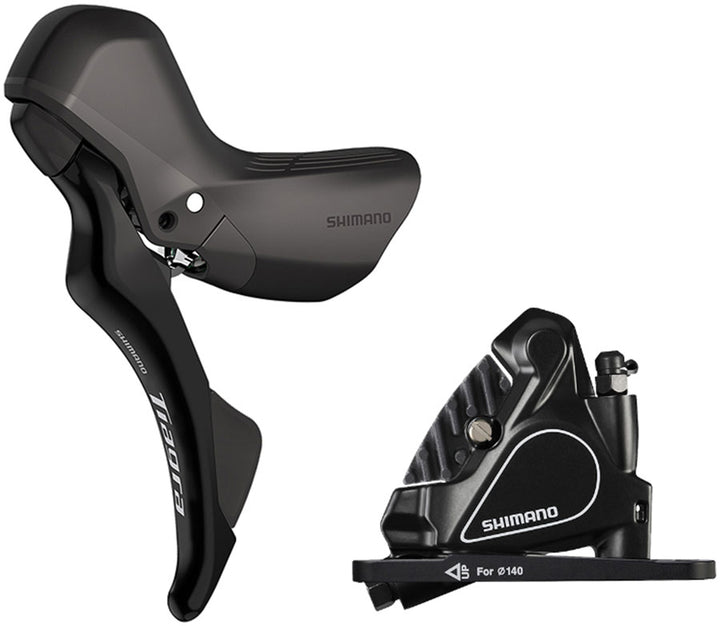 Shimano Tiagra ST-R4020-LA Shift/Brake Lever BR-RS405 Front Hydraulic Disc Brake Caliper - Left/Front 2x Flat Mount Black