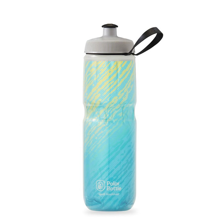 Botella térmica deportiva Polar Bottle, color azul marino y amarillo, 24 oz