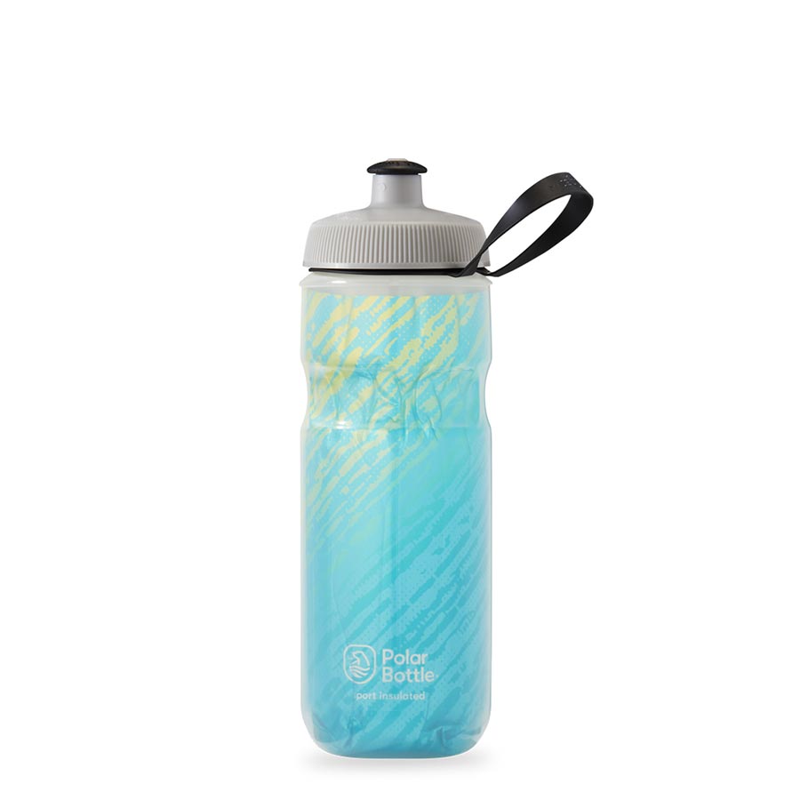 Botella de agua térmica Polar Bottle Sport de 591 ml (20 oz), color azul y amarillo