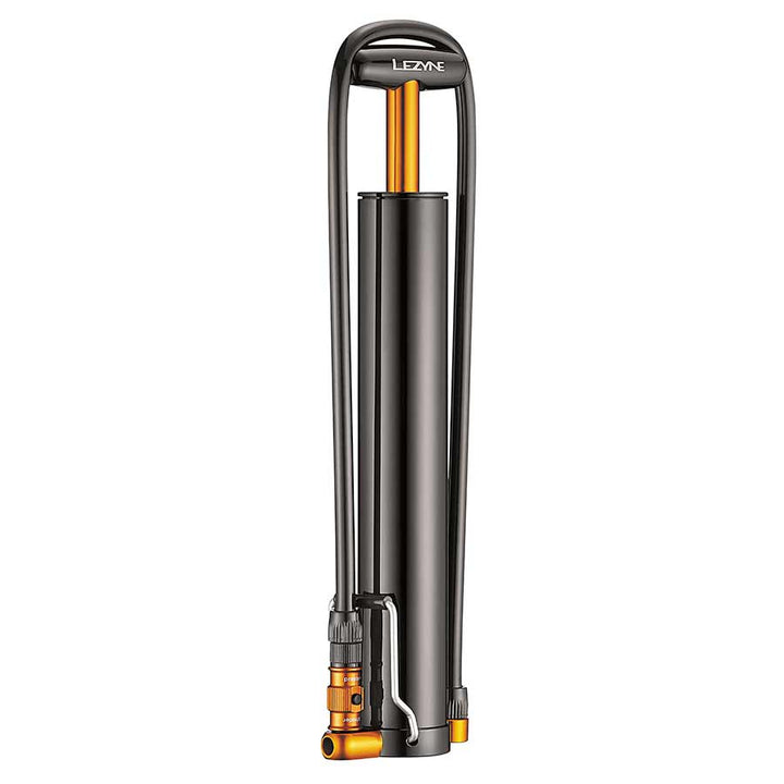 Bomba manual Lezyne Micro Floor Drive XL de gran volumen de 35 psi con reposapiés, color negro