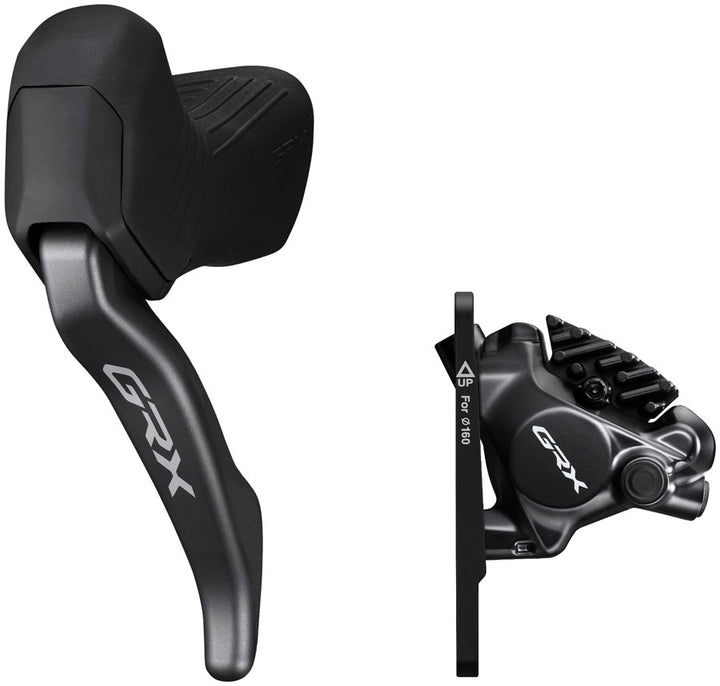 Shimano GRX BL-RX825 Brake Lever BR-RX820 Hydraulic Disc Brake Caliper - Left/Front Flat Mount Caliper Black