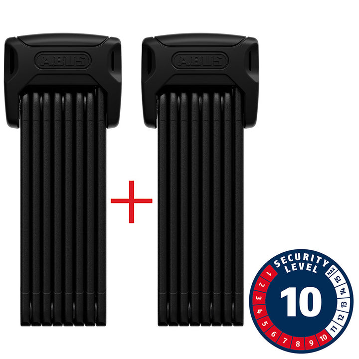 Candado plegable Abus Bordo XPlus 6000K Twinset con llave de 120 cm y 3,95 mm, color negro