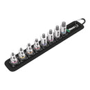 Juego de vasos con punta Wera Belt B 2 Zyklop In-Hex-Plus con función de retención - entrada de 3/8", 8 piezas