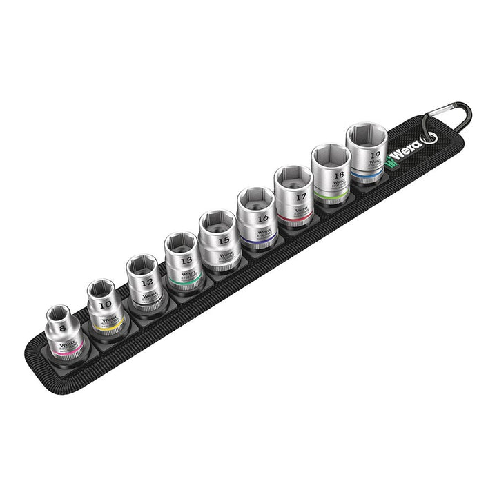 Juego de vasos Wera Belt B 4 Zyklop - entrada de 3/8", 9 piezas