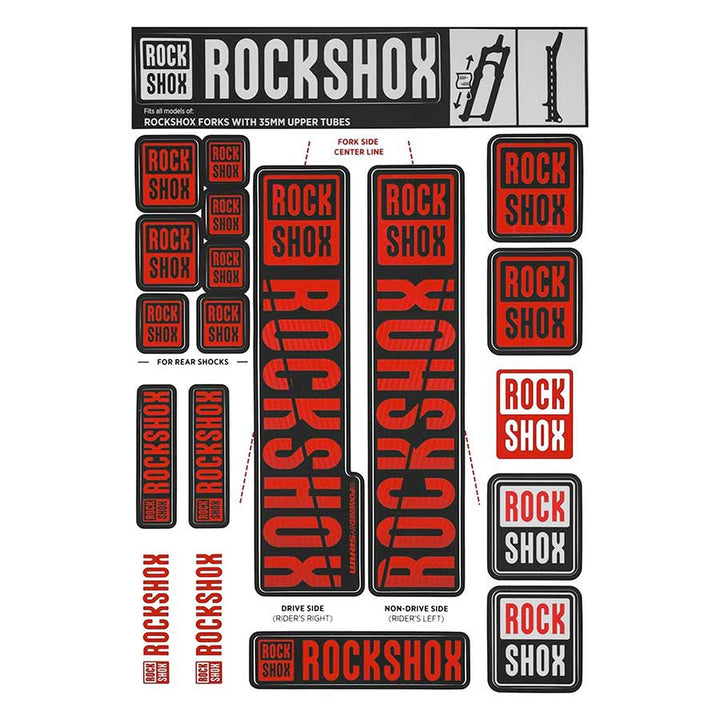 Kit de calcomanías para horquilla RockShox - 35 mm, rojo
