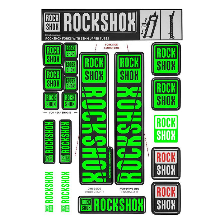 Kit de calcomanías para horquilla RockShox - 35 mm Verde