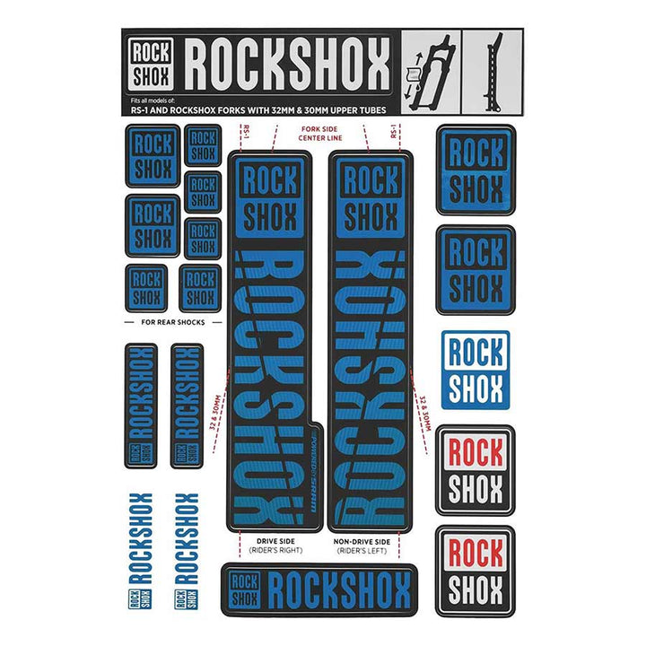 Kit de calcomanías para horquilla RockShox - 30/32 mm/RS1 azul