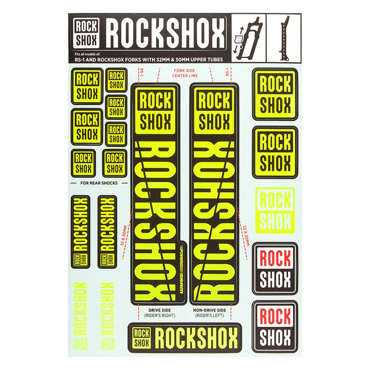 Kit de calcomanías para horquilla RockShox - 30/32 mm/RS1 amarillo