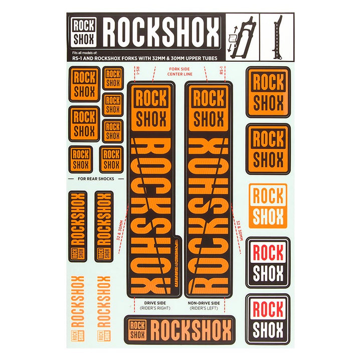 Kit de calcomanías para horquilla RockShox - 30/32 mm/RS1 naranja
