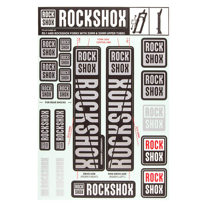 Kit de calcomanías para horquilla RockShox - 30/32 mm/RS1 gris