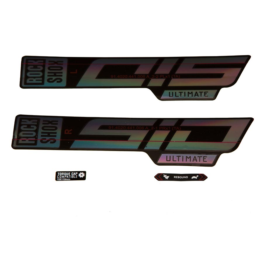 Rockshox Fork Decal Kit - SID Ultimate 27.5&quot;/29&quot; Gloss Rainbow Foil/High Gloss BLK