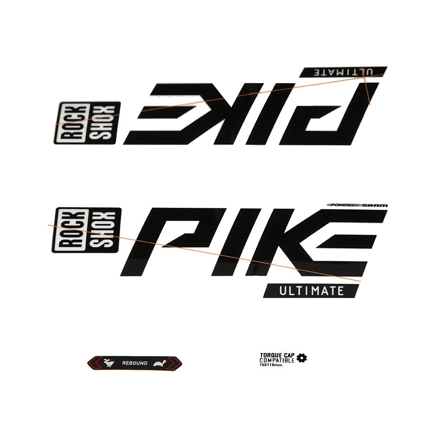 Rockshox Fork Decal Kit - Pike Ultimate 27.5&quot;/29&quot; Gloss Black/Silver