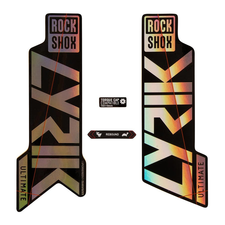 Kit de calcomanías para horquilla Rockshox - Lyrik Ultimate 27.5"/29" Arcoíris brillante/Negro brillante