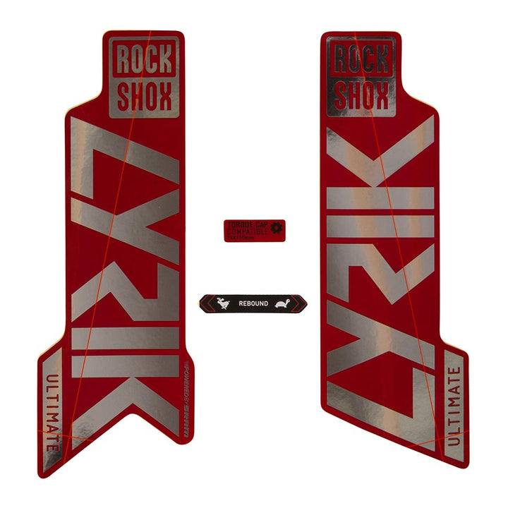 Kit de calcomanías para horquilla Rockshox - Lyrik Ultimate 27,5"/29" (papel polar brillante/rojo)