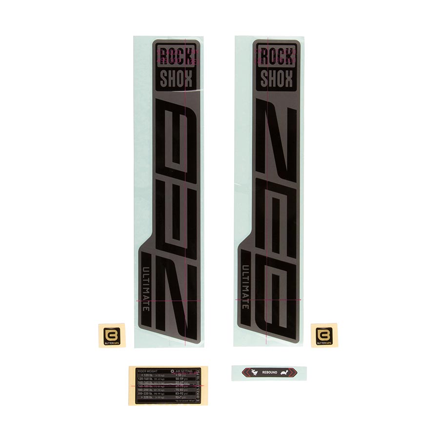 RockShox Fork Decal Kit - ZEB Ultimate Flight Attendant 27.5&quot;/29&quot; Matte Silver Foil For Gloss BLK 2023