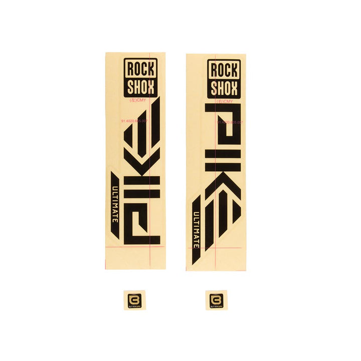 Kit de calcomanías para horquilla RockShox - Pike Ultimate 27.5"/29" Negro brillante para modelos plateados 2023+