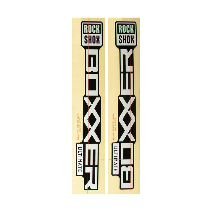 Kit de calcomanías RockShox para BoXXer Ultimate D1 en color plata y negro brillante