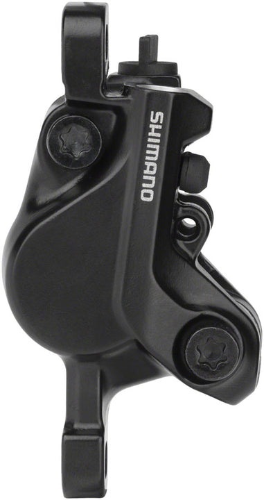 Pinza de freno de disco Shimano BR-MT500 - Pastillas de resina de 2 pistones para montaje en poste, delanteras y traseras, color negro