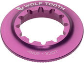 Componentes Wolf Tooth, bloqueo central del rotor, anillo de bloqueo, estrías internas, morado