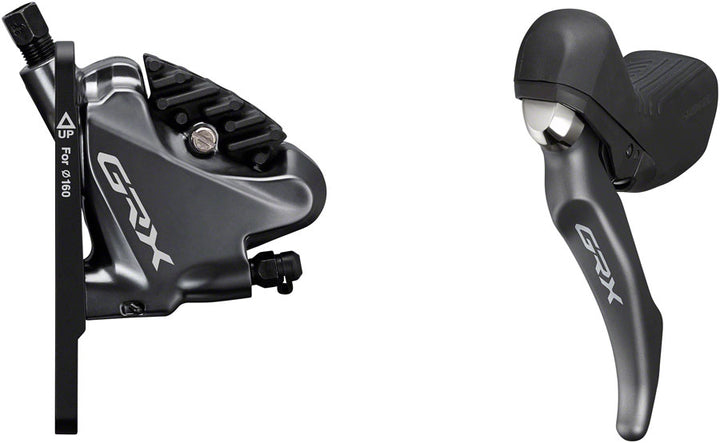 Maneta de freno de disco/maneta de tija de sillín Shimano GRX ST-RX810-LA/BR-RX810, control remoto (delantero, hidráulico, montaje plano, pastillas de resina, negro)