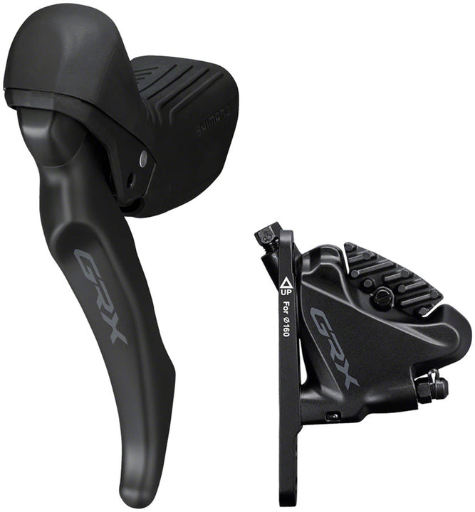 Maneta de freno Shimano GRX BL-RX610 Pinza de freno de disco hidráulico BR-RX400 (izquierda/delantera, montaje plano, negra)