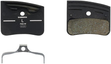 Pastillas de freno de disco Shimano P03A-RF con resortes, compuesto de resina, placa trasera de aluminio con aletas, un par