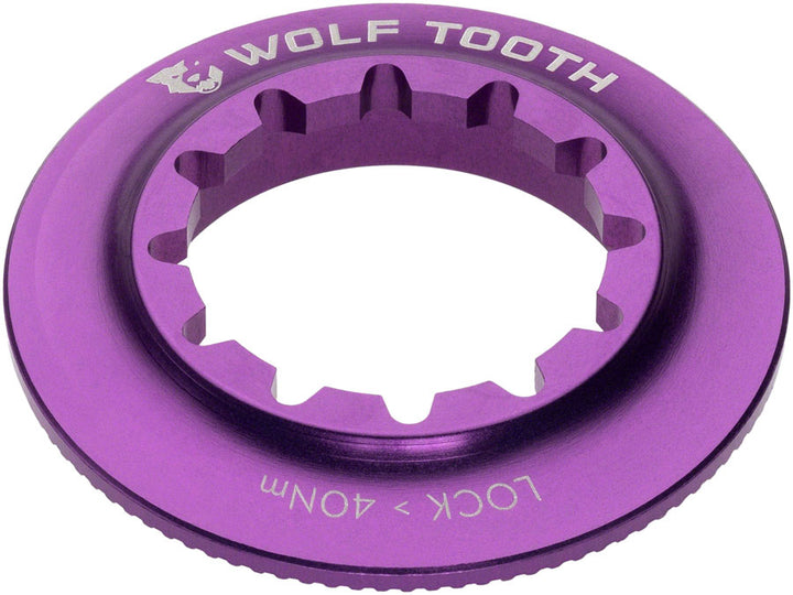 Anillo de bloqueo de rotor con bloqueo central Wolf Tooth - Estriado interno, color púrpura ultravioleta