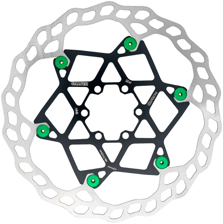 Rotor de freno de disco Galfer Floating Wave - 203 mm x 2,0 mm, 6 pernos, verde