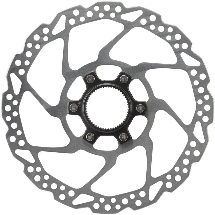 Rotor de freno de disco Shimano SM-RT54-ME - 180 mm con bloqueo central. Solo para pastillas de resina. Anillo de bloqueo de estrías externas.