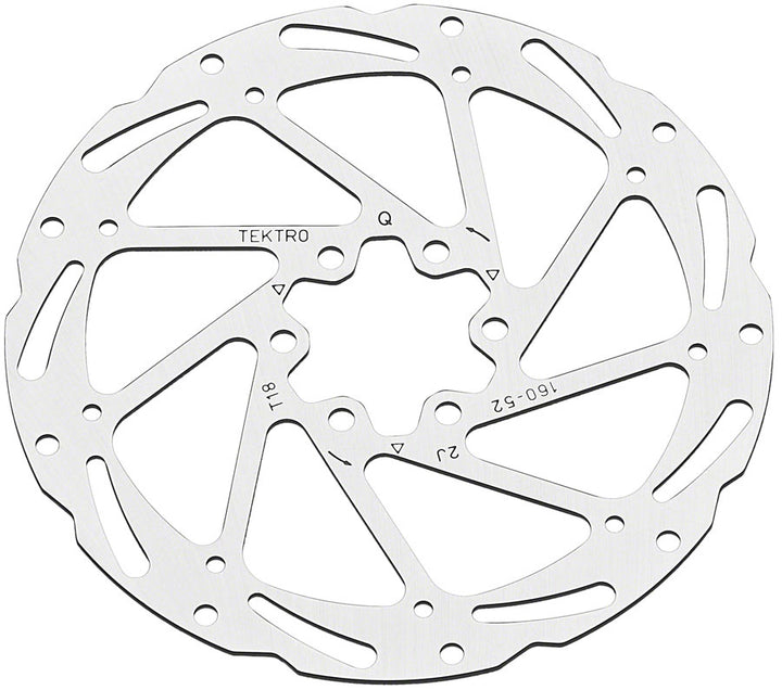 Tektro TR180-52 Disc Rotor - 180mm 6-Bolt 1.8mm Thickness For 2-Piston Calipers Silver
