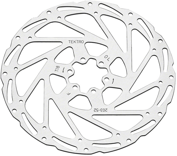 Tektro TR203-52 Disc Rotor - 203mm 6-Bolt 1.8mm Thickness For 2-Piston Calipers Silver
