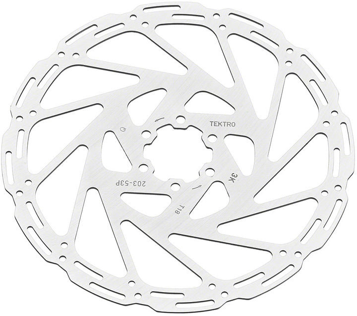 Tektro TR203-53 Disc Rotor - 203mm 6-Bolt 1.8mm Thickness For 4-Piston Calipers Silver
