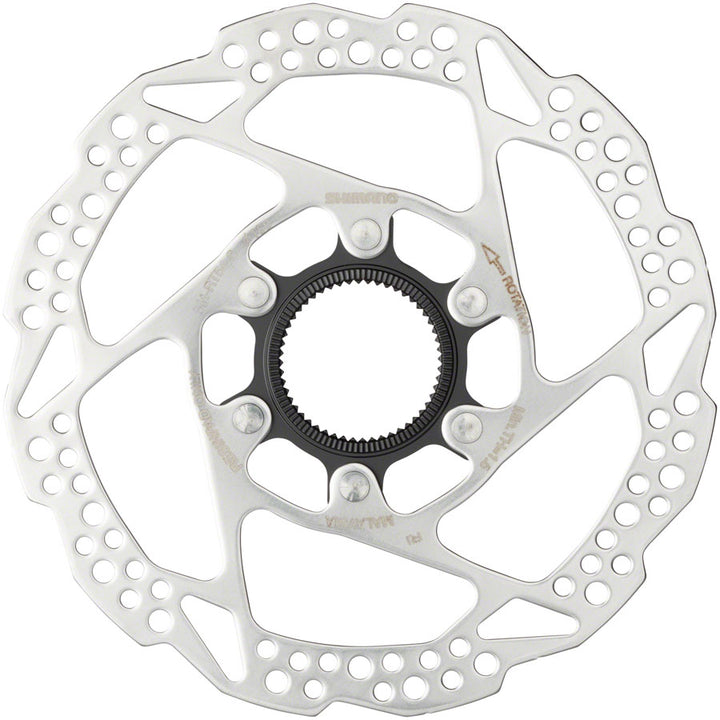 Rotor de freno de disco Shimano SM-RT54-SE - 160 mm con bloqueo central. Solo para pastillas de resina. Anillo de bloqueo de estrías externas.