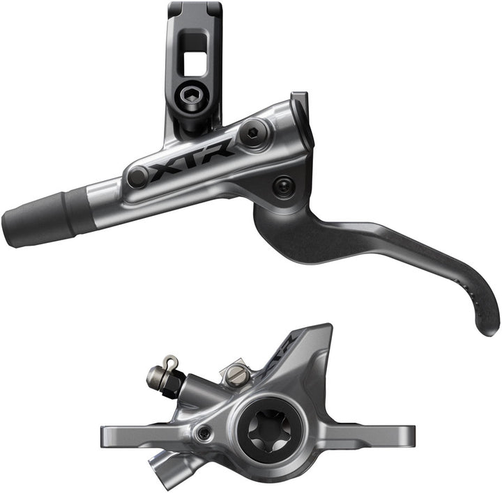 Maneta de freno de disco Shimano XTR M9200 XC (izquierda/delantera), montaje en poste, pinza de 2 pistones, manguera SM-BH90-SS, pastillas de metal, color gris