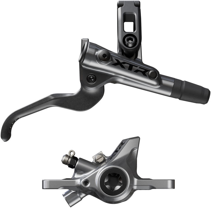 Maneta de freno de disco Shimano XTR M9200 XC (derecha/trasera), montaje en poste, pinza de 2 pistones, manguera SM-BH90-SS, pastillas de metal, color gris