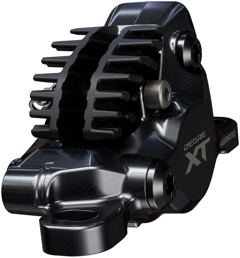 Maneta de freno de disco Shimano Deore XT M8200 (izquierda/delantera), montaje en poste, pinza de 2 pistones, SM-BH90-SBM, aleta de manguera, pastillas de metal, color negro