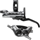 Maneta de freno de disco Shimano XTR M9220 Enduro (izquierda/delantera), montaje en poste, pinza de 4 pistones, SM-BH90-SBM, manguera, pastillas metálicas con aletas, color gris