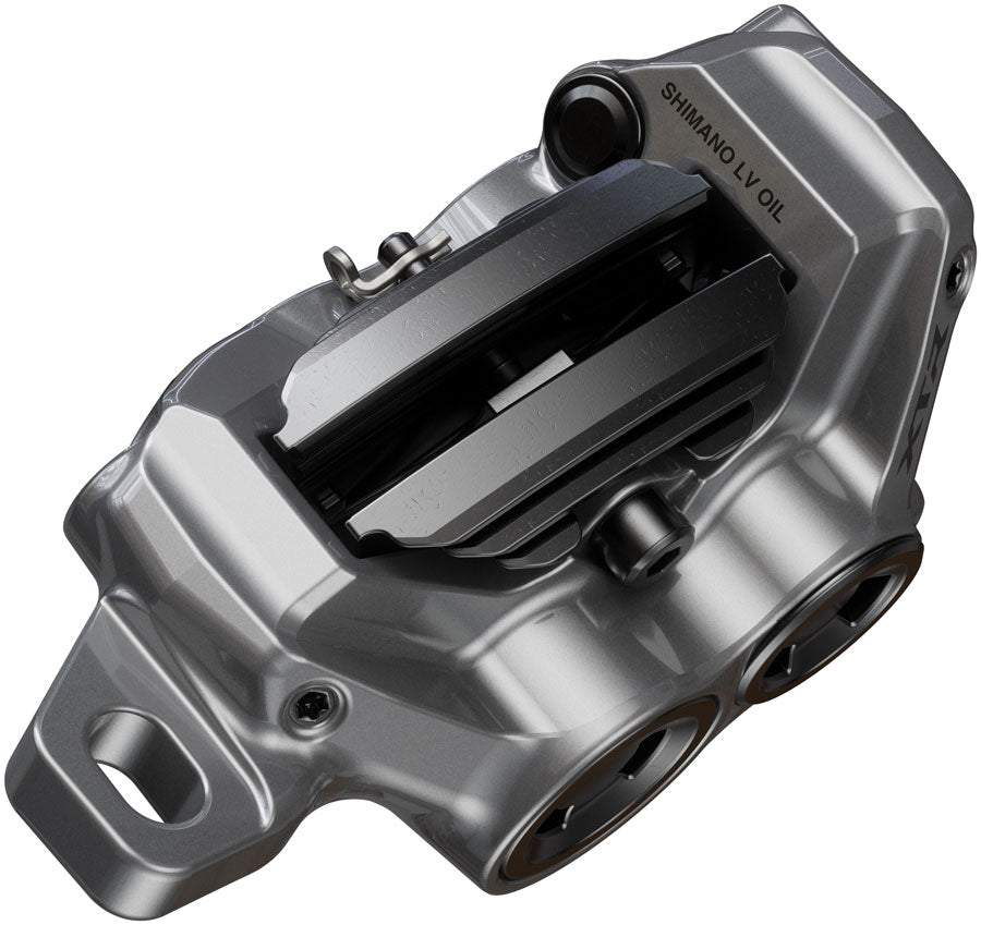 Pinza de freno de disco Shimano XTR BR-M9220 Enduro (montaje en poste delantero y trasero, 4 pistones, incluye pastillas metálicas con aletas P04C-MF)
