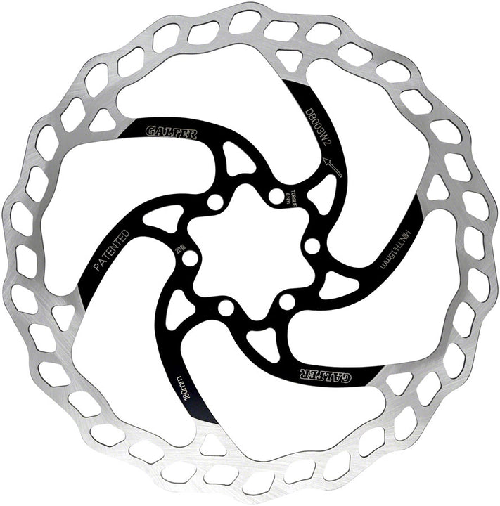Rotor de freno de disco Galfer para bicicleta de montaña/eléctrica (180 mm, 6 tornillos, 2,0 mm)