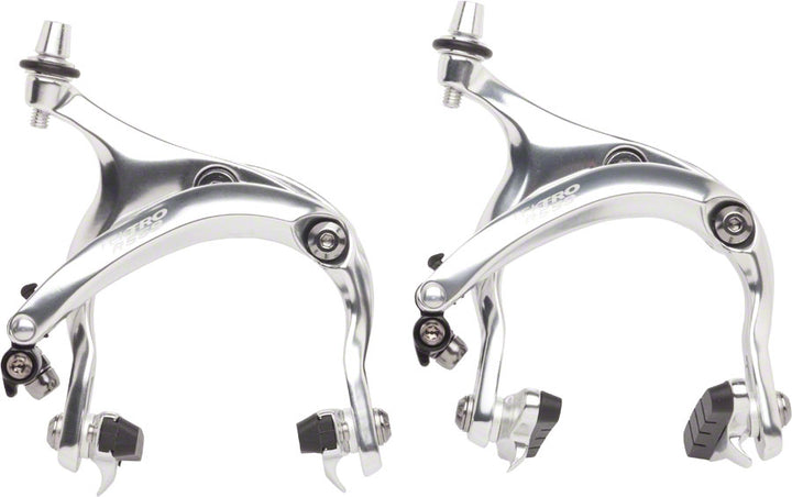 Pinzas de freno Tektro R559 de largo alcance para carretera (55-73 mm, con montaje de tuerca empotrada), color plateado