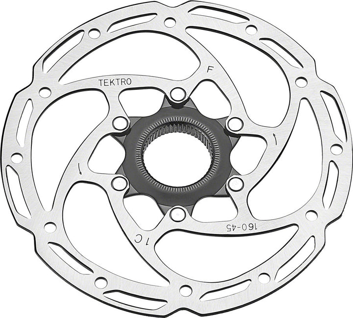 Disco de freno Tektro TR-45 - 160 mm, bloqueo central, 2,3 mm de grosor, plateado